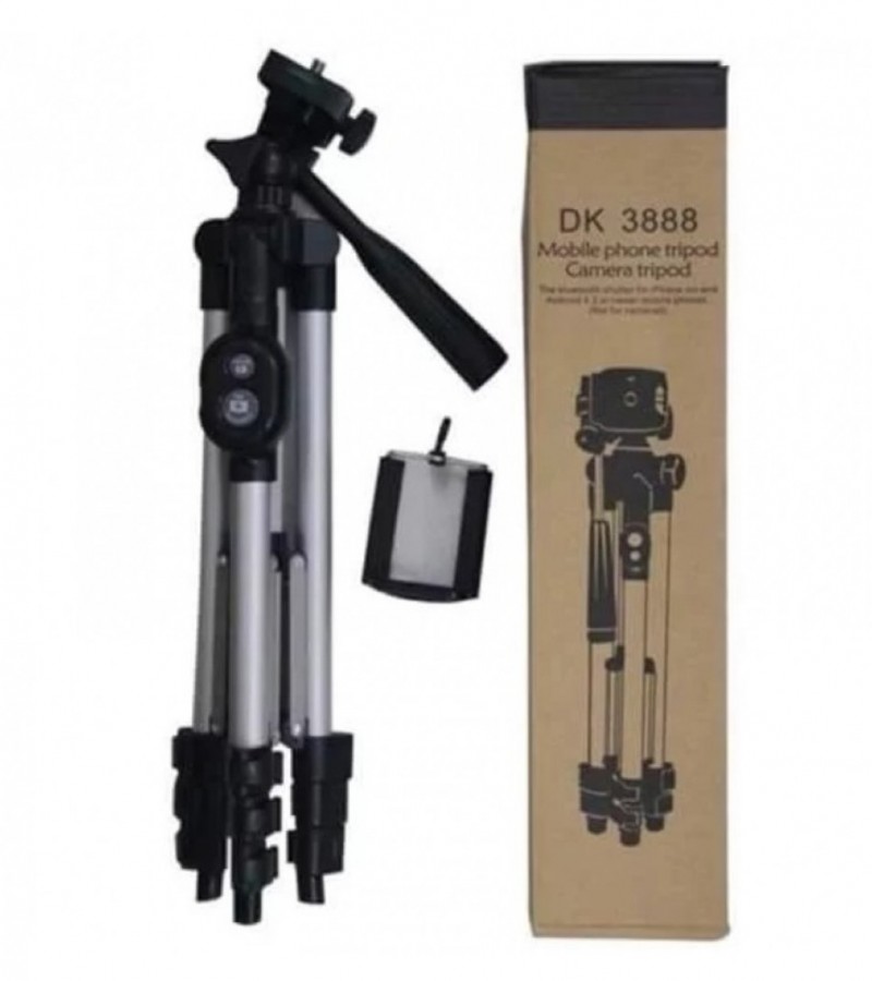 Aluminium DK 3888 Portable & Foldable Camera Mobile Tripod With Bluetooth Wireless Remote Shutter