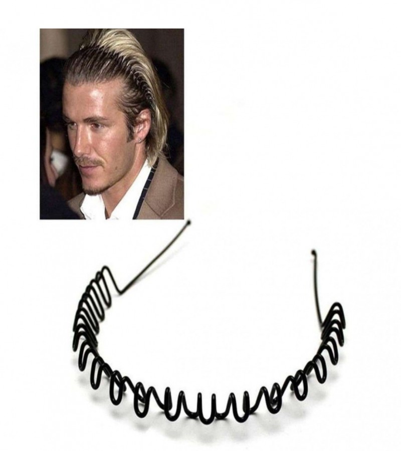 David Beckham Style Black Metal Headbands Wave For Men