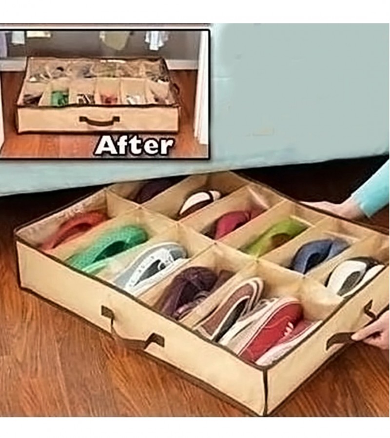 Home fabric Under Bed Shoe Organizer