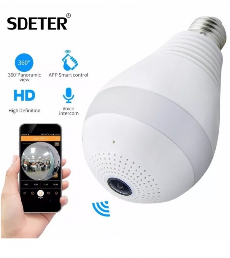 IP WIRELSS PANORAMIC BULB CAMERA 1080P HD 2MP