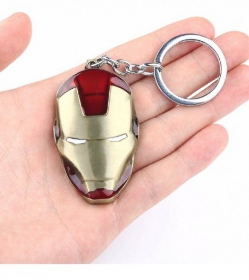 Iron Man Red Gold Helmet Avengers Marvel Comic Key Chain Ring Charm Metal