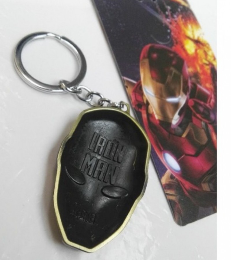 Iron Man Red Gold Helmet Avengers Marvel Comic Key Chain Ring Charm Metal