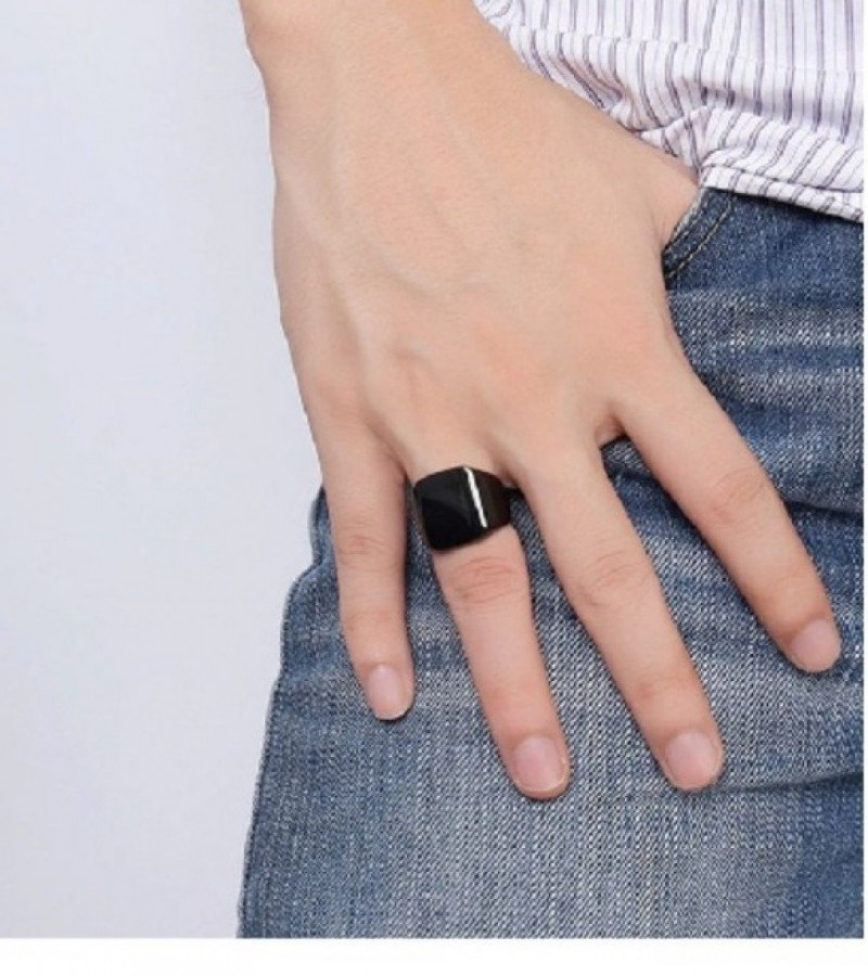 Luxury Original Titanium Long Lasting Steel Men Ring Black Plated Finger Ring for Men