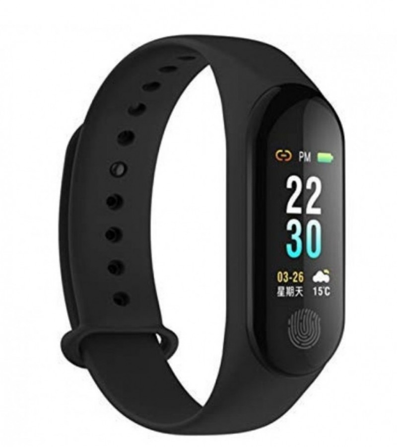 M3 Plus Black Blood Pressure Waterproof Bluetooth Fitness Bracelet Heart Rate Monitor