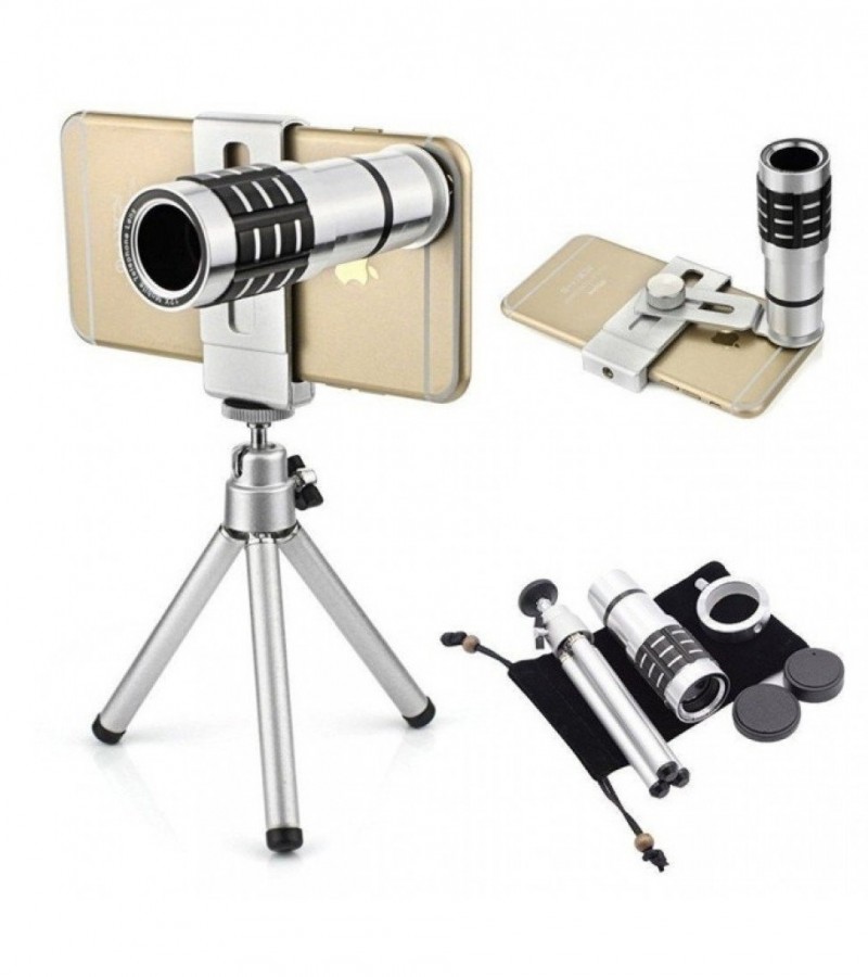 Mobile Phone Tripod with Phone Camera Kit 12x Optical Zoom Universal