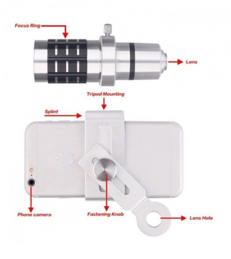 Mobile Phone Tripod with Phone Camera Kit 12x Optical Zoom Universal