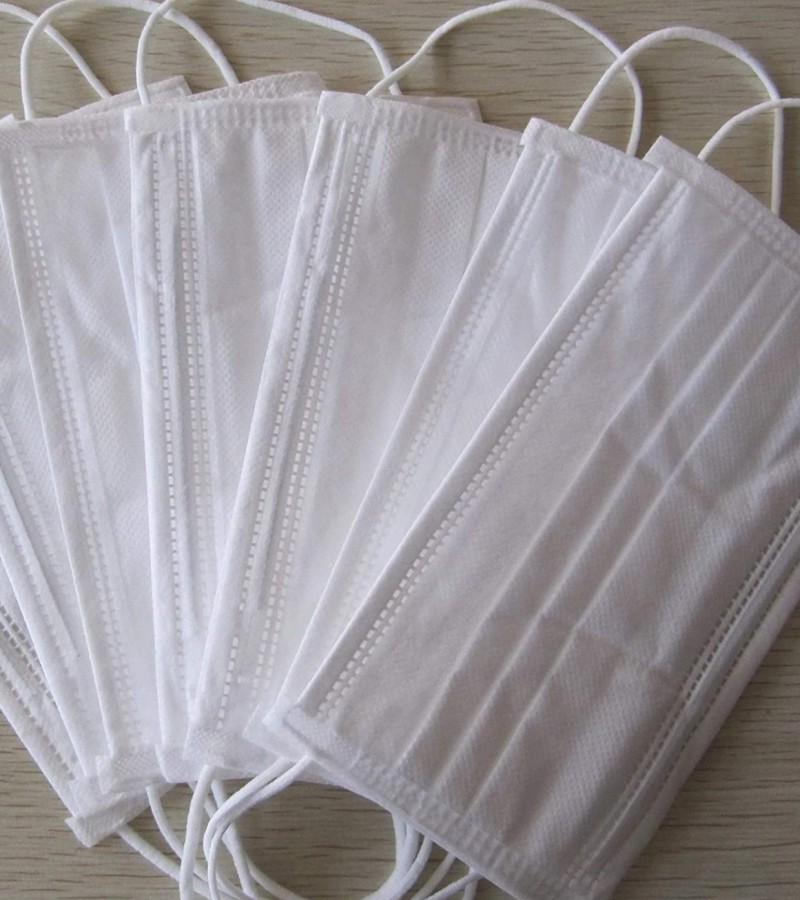 Pack of 50 Surgical Face Mask Disposable 3 Ply - white