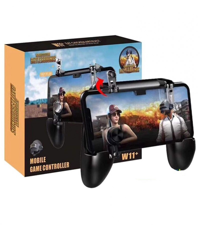 PUBG W11Plus Mobile Game Pad L1R1 With Joystick Trigger - Black