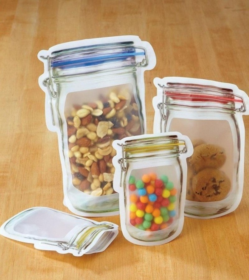 Reusable Jar Bags Ziplock Bag Airtight - Pack of 3