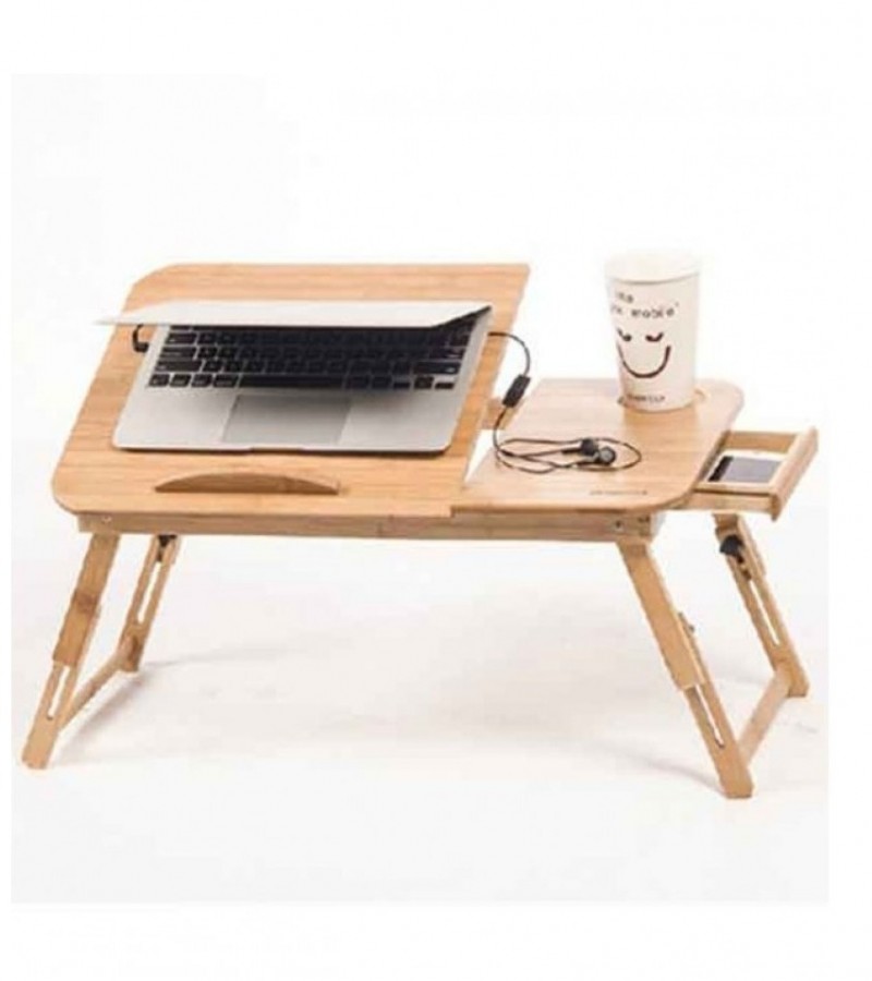 Suncool Portable Bamboo Laptop Wooden Table With Fan