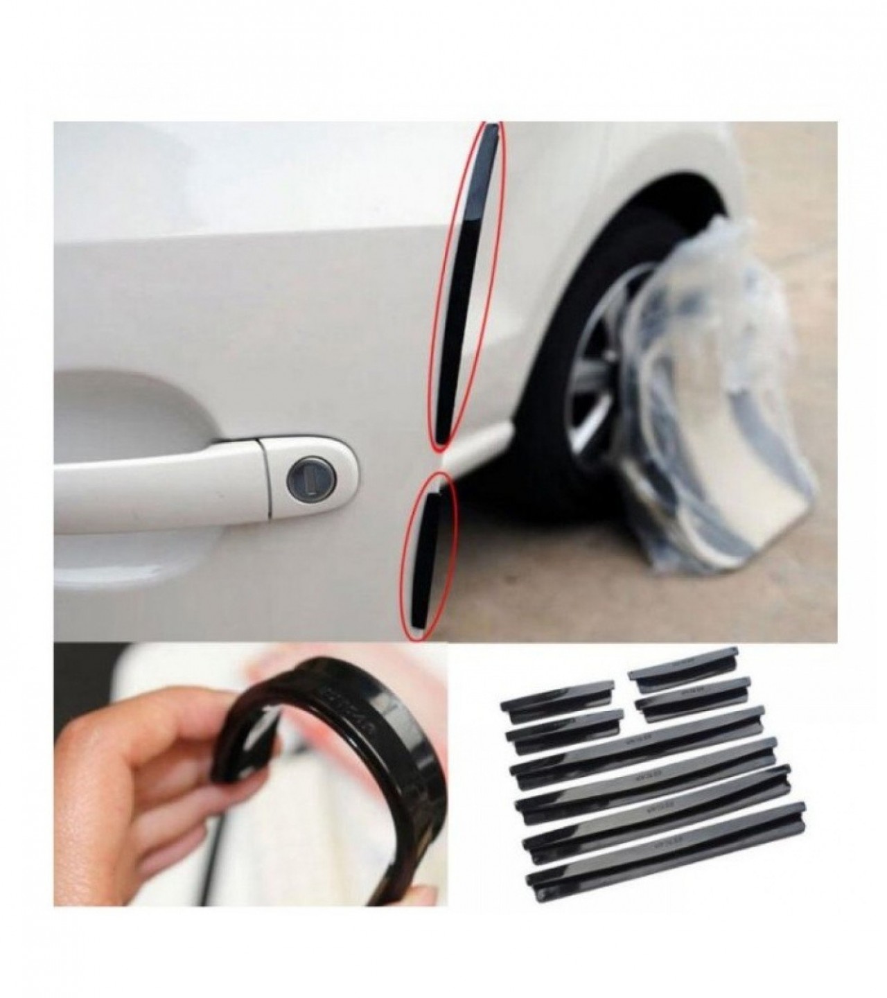 Universal Car Door Edge Guards Trim Molding Protection 6 PCS/Set Black